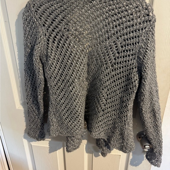 Eileen Fisher Eco Pebble Ash Cardigan Wool Alpaca Open Knit Gray Women Small - Picture 11 of 15